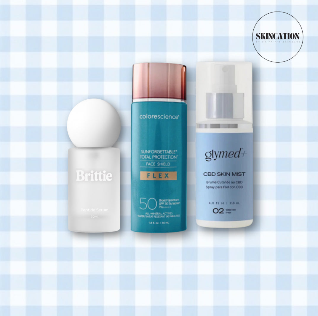 The Glow Duo Brittie Barrier Repair Serum + Glymed CBD Mist + Colorescience Flex